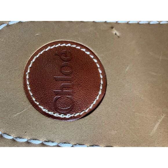 Chloé Woody Logo Ribbon Slides Sandals Beige/Tan Women’s 39 (US 9) - Picture 7 of 9